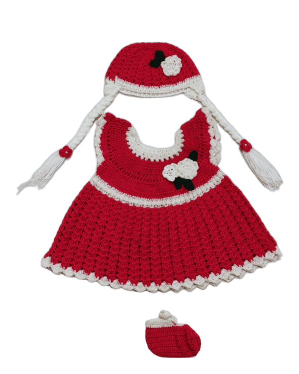 3-Piece Hand-Knitted crochet suit for baby girl - Image 2