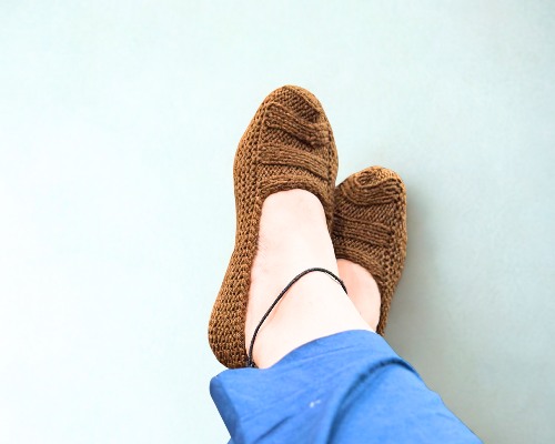 Handmade Crochet Dark-Brown Socks