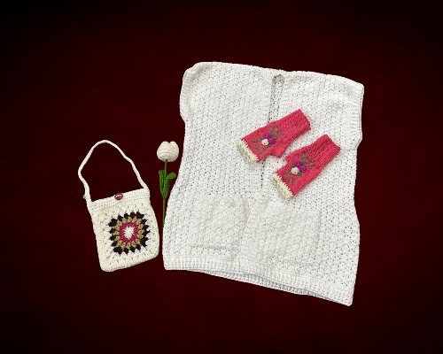 Hand-Knitted Wool Sleeveless Sweater Vest for Women – Elegant & Cozy Winter Wear - Image 2