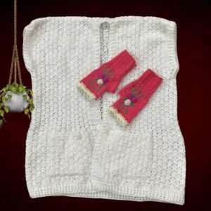 Hand-Knitted Wool Sleeveless Sweater Vest with pocket for Women