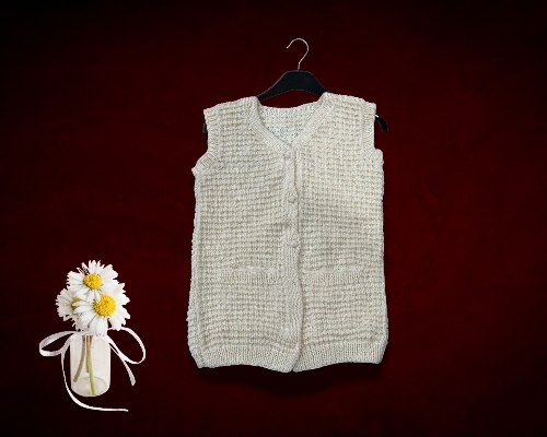 Hand-Knitted Wool Sleeveless Sweater Vest for Women – Elegant & Cozy Winter Wear - Image 7