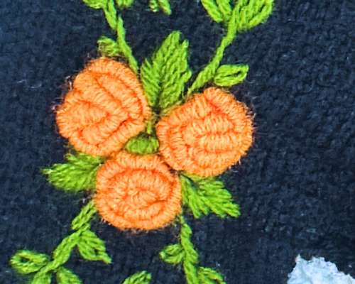 Handmade Crochet Black Gloves with Embroidery - Image 2