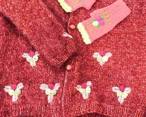Old Rose Hand-Knitted Cardigan for Women – Elegant & Cozy Winter Wear - Image 4
