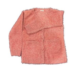 Tea Pink Hand-Knitted Crochet Cardigan for Women