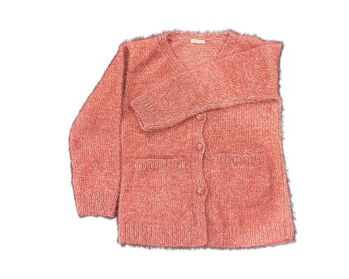 Tea Pink Hand-Knitted Crochet Cardigan for Women