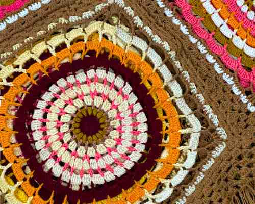 Handmade Crochet Brown Shawl – Elegant & Cozy Wrap - Image 2