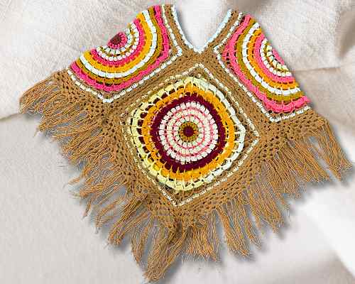 Handmade Crochet Brown Shawl – Elegant & Cozy Wrap