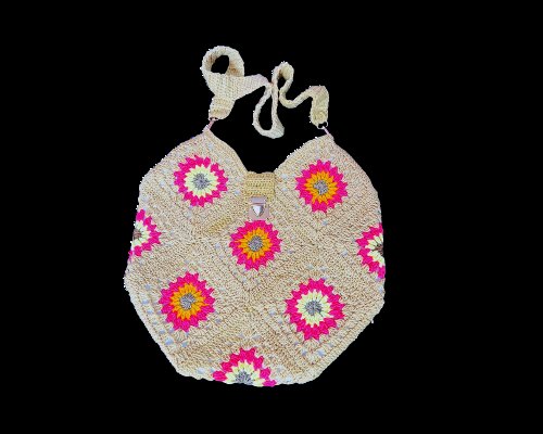 Handmade Crochet Shoulder Bag with Colorful Floral Granny Squares – Boho Style Tote - Image 2